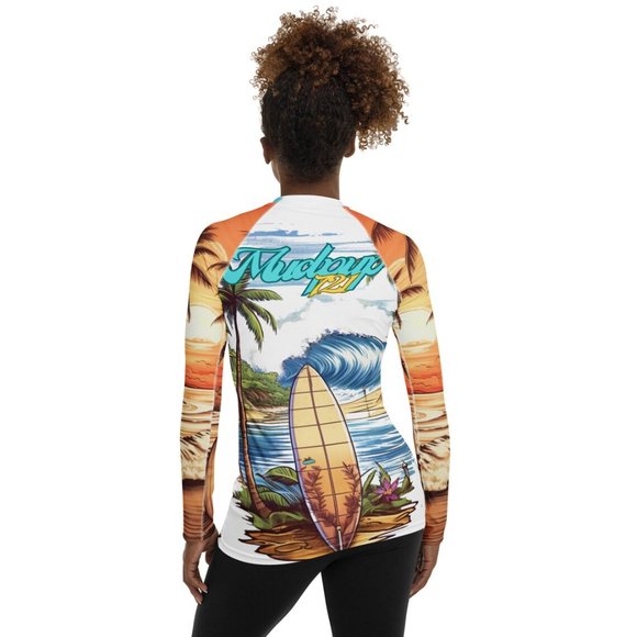 MUDPUPs Surf & Sand Crop Top Rashguard for Surfer Girl Vacay Shirt for Surfing - Picture 8 of 10